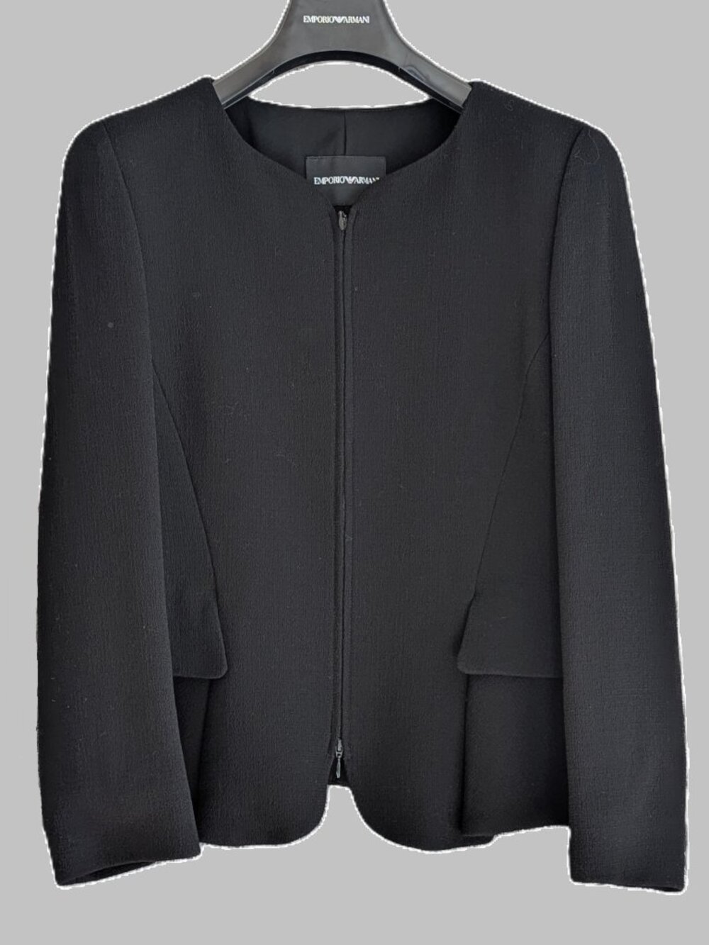 Emporio Armani, Black Wool contemporary, short jacket  - Size EU44